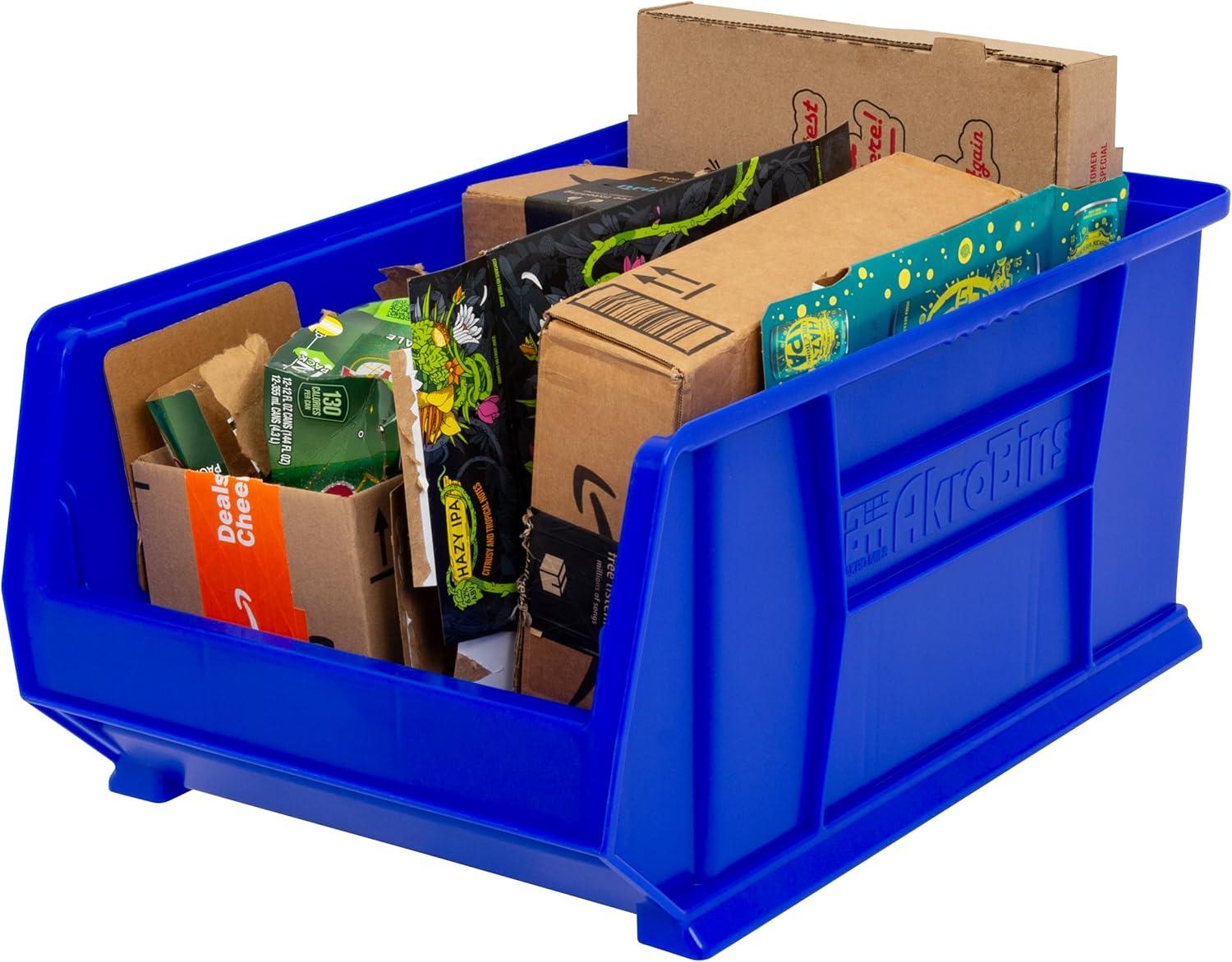image:imageAkroMils 30288 SuperSize AkroBins Plastic Storage Bins SpaceSaving Stackable Bins for Garage Classroom Warehouse Organization 24 L x 16 W x 11 H Blue 1PackBlue 1Pack