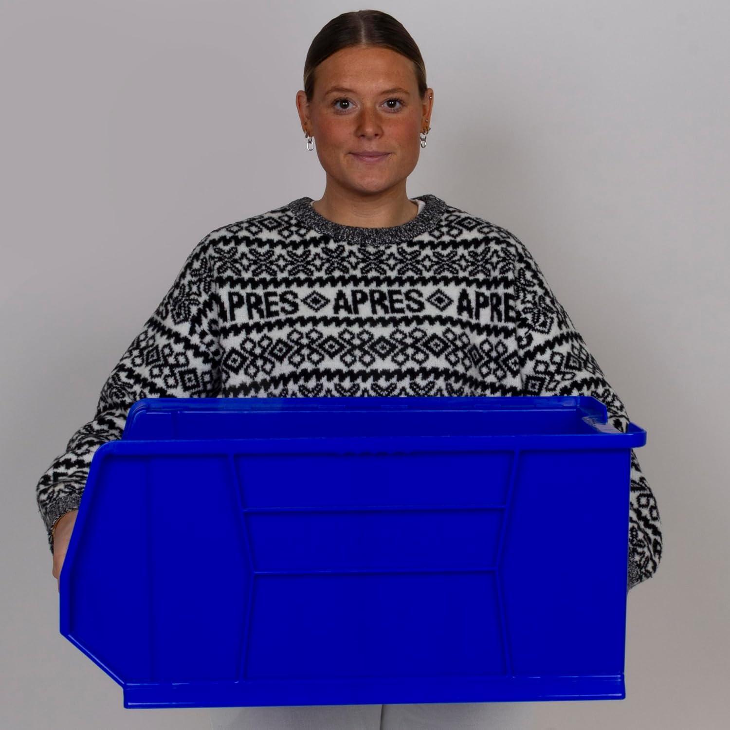 image:imageAkroMils 30288 SuperSize AkroBins Plastic Storage Bins SpaceSaving Stackable Bins for Garage Classroom Warehouse Organization 24 L x 16 W x 11 H Blue 1PackYellow 1Pack