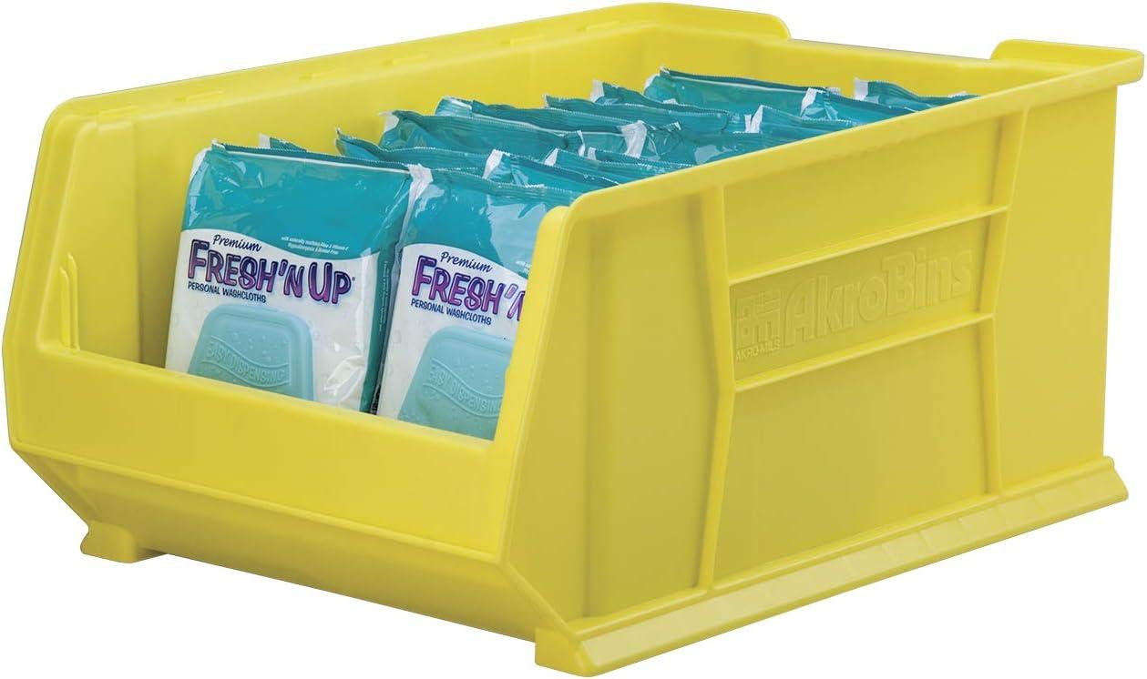 image:imageAkroMils 30288 SuperSize AkroBins Plastic Storage Bins SpaceSaving Stackable Bins for Garage Classroom Warehouse Organization 24 L x 16 W x 11 H Blue 1PackRed 1Pack