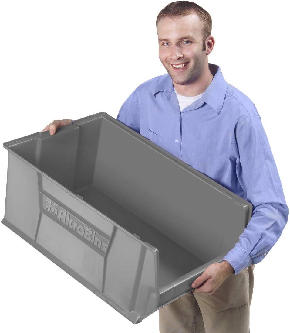 image:imageAkroMils 30290 SuperSize AkroBins Plastic Storage Bins SpaceSaving Stackable Bins for Garage Classroom Warehouse Organization 30 L x 18 W x 12 H Blue 1PackBlue 1Pack
