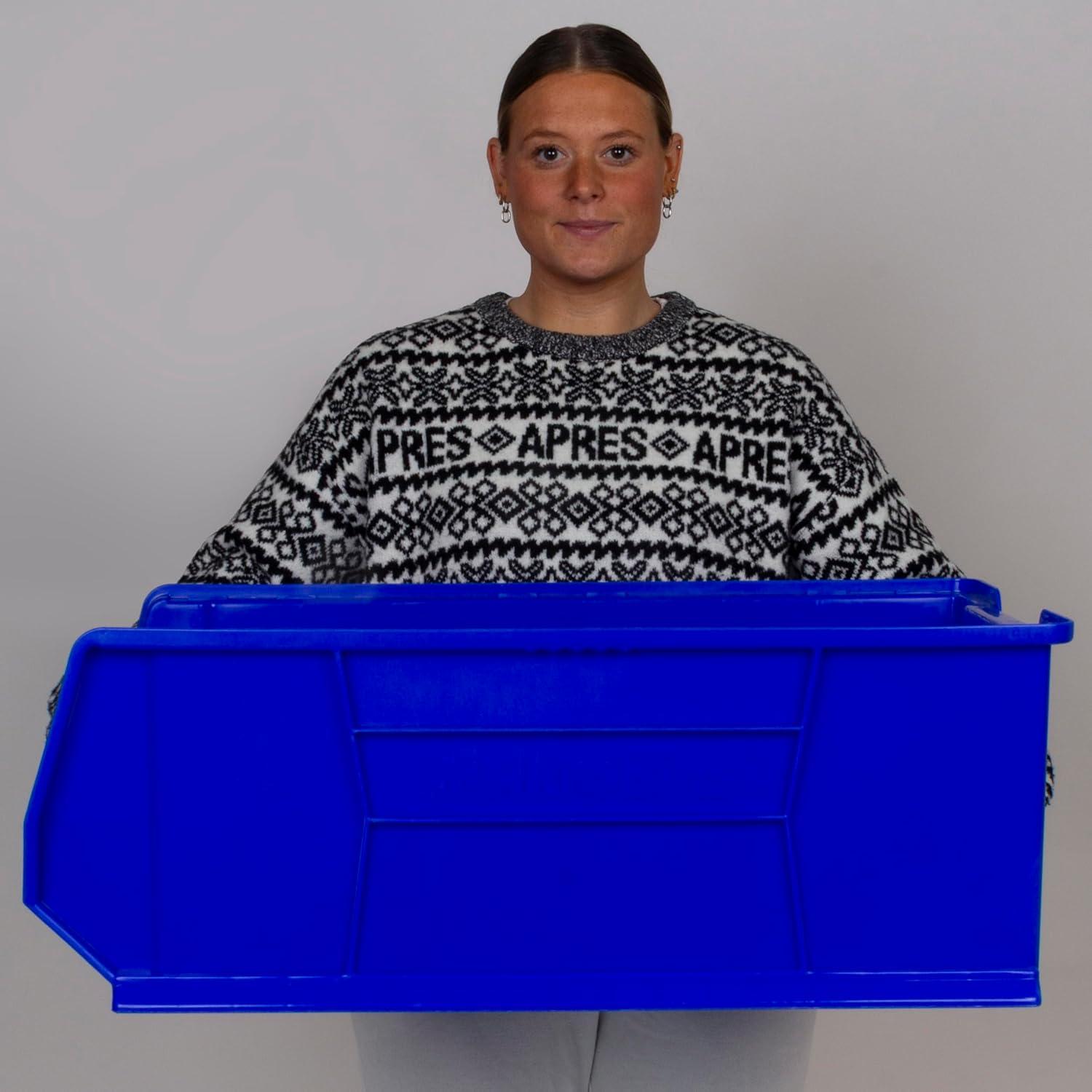 image:imageAkroMils 30293 SuperSize AkroBins Plastic Storage Bins SpaceSaving Stackable Bins for Garage Classroom Warehouse Organization 30 L x 16 W x 11 H Red 1PackClear 1Pack