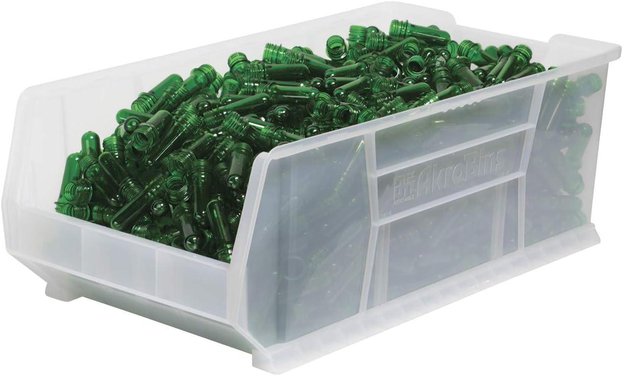 image:imageAkroMils 30293 SuperSize AkroBins Plastic Storage Bins SpaceSaving Stackable Bins for Garage Classroom Warehouse Organization 30 L x 16 W x 11 H Red 1PackClear 1Pack