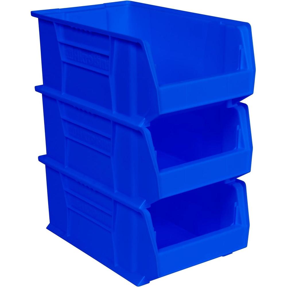 image:imageAkroMils 30281 SuperSize AkroBins Plastic Storage Bins SpaceSaving Stackable Bins for Garage Classroom Warehouse Organization 20 L x 12 W x 8 H Blue 3PackBlue