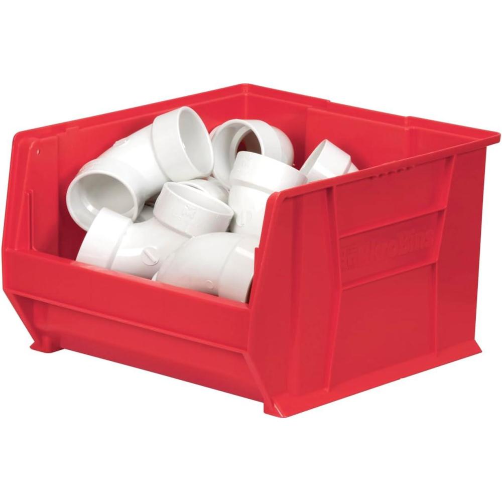 image:imageAkroMils 30283 SuperSize AkroBins Plastic Storage Bins SpaceSaving Stackable Bins for Garage Classroom Warehouse Organization 20 L x 18 W x 12 H Red 1PackRed 1Pack