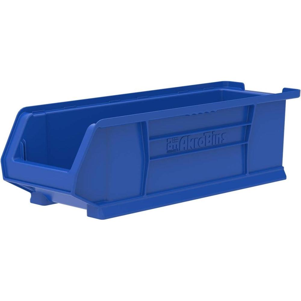 image:imageAkroMils 30284 SuperSize AkroBins Plastic Storage Bins SpaceSaving Stackable Bins for Garage Classroom Warehouse Organization 24 L x 8 W x 7 H Grey 4PackBlue 4Pack