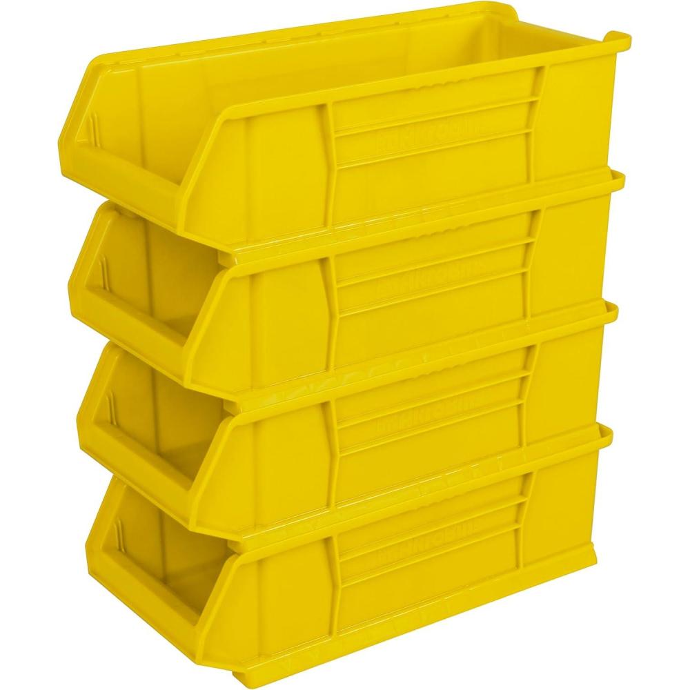 image:imageAkroMils 30286 SuperSize AkroBins Plastic Storage Bins SpaceSaving Stackable Bins for Garage Classroom Warehouse Organization 24 L x 11 W x 7 H Blue 4PackYellow 4Pack