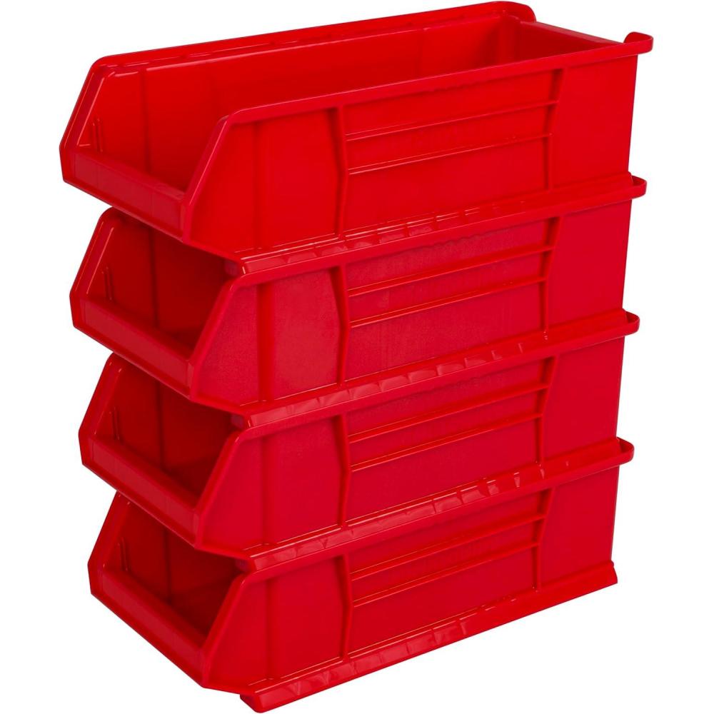 image:imageAkroMils 30286 SuperSize AkroBins Plastic Storage Bins SpaceSaving Stackable Bins for Garage Classroom Warehouse Organization 24 L x 11 W x 7 H Blue 4PackRed 4Pack