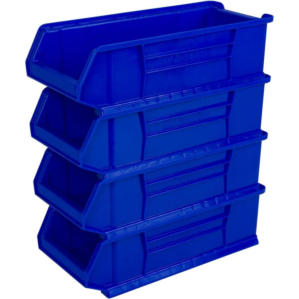 image:imageAkroMils 30286 SuperSize AkroBins Plastic Storage Bins SpaceSaving Stackable Bins for Garage Classroom Warehouse Organization 24 L x 11 W x 7 H Blue 4PackBlue 4Pack