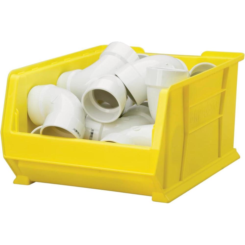 image:imageAkroMils 30288 SuperSize AkroBins Plastic Storage Bins SpaceSaving Stackable Bins for Garage Classroom Warehouse Organization 24 L x 16 W x 11 H Blue 1PackYellow 1Pack