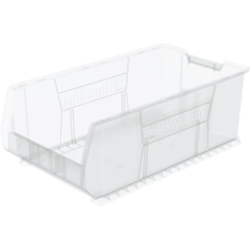 image:imageAkroMils 30293 SuperSize AkroBins Plastic Storage Bins SpaceSaving Stackable Bins for Garage Classroom Warehouse Organization 30 L x 16 W x 11 H Red 1PackClear 1Pack
