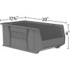 Akro-Mils 30281 Super-Size AkroBins Plastic Storage Bins, Space-Saving Stackable Bins for Garage, Classroom, Warehouse Organization, 20″ L x 12″ W x 8″ H, Blue, 3-Pack(Grey)