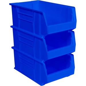 Akro-Mils 30281 Super-Size AkroBins Plastic Storage Bins, Space-Saving Stackable Bins for Garage, Classroom, Warehouse Organization, 20″ L x 12″ W x 8″ H, Blue, 3-Pack(Blue)