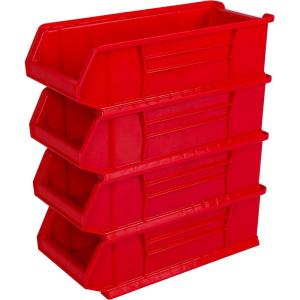 Akro-Mils 30286 Super-Size AkroBins Plastic Storage Bins, Space-Saving Stackable Bins for Garage, Classroom, Warehouse Organization, 24″ L x 11″ W x 7″ H, Blue, 4-Pack(Red  (4-Pack))