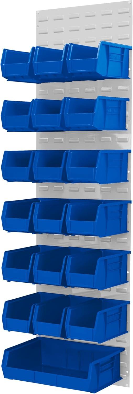 image:imageAkroMils 30118 Louvered Steel Wall Mount Panel Garage Organizer for Hanging AkroBin Storage Bins 18Inch W x 61Inch H Beige SingleWhite