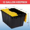 Akro-Mils KeepBox 12 Gallon Storage Container, Nesting and Stackable Plastic Storage Box with Lid Attached, Organizer Tote for Garages, Closets, and Moving, 21-1/2″ x 15″ x 12-1/2″, Black/Yellow(Black/Yellow)