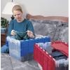 Akro-Mils KeepBox 12 Gallon Storage Container, Nesting and Stackable Plastic Storage Box with Lid Attached, Organizer Tote for Garages, Closets, and Moving, 21-1/2″ x 15″ x 12-1/2″, Black/Yellow(Clear/Red)