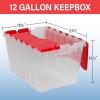 Akro-Mils KeepBox 12 Gallon Storage Container, Nesting and Stackable Plastic Storage Box with Lid Attached, Organizer Tote for Garages, Closets, and Moving, 21-1/2″ x 15″ x 12-1/2″, Black/Yellow(Clear/Red)