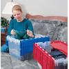 Akro-Mils KeepBox 12 Gallon Storage Container, Nesting and Stackable Plastic Storage Box with Lid Attached, Organizer Tote for Garages, Closets, and Moving, 21-1/2″ x 15″ x 12-1/2″, Black/Yellow(Clear/Blue)