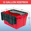 Akro-Mils KeepBox 12 Gallon Storage Container, Nesting and Stackable Plastic Storage Box with Lid Attached, Organizer Tote for Garages, Closets, and Moving, 21-1/2″ x 15″ x 12-1/2″, Black/Yellow(Red/Green)