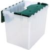 Akro-Mils KeepBox 12 Gallon Storage Container, Nesting and Stackable Plastic Storage Box with Lid Attached, Organizer Tote for Garages, Closets, and Moving, 21-1/2″ x 15″ x 12-1/2″, Black/Yellow(Clear/Green)