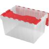 Akro-Mils KeepBox 12 Gallon Storage Container, Nesting and Stackable Plastic Storage Box with Lid Attached, Organizer Tote for Garages, Closets, and Moving, 21-1/2″ x 15″ x 12-1/2″, Black/Yellow(Clear/Red)