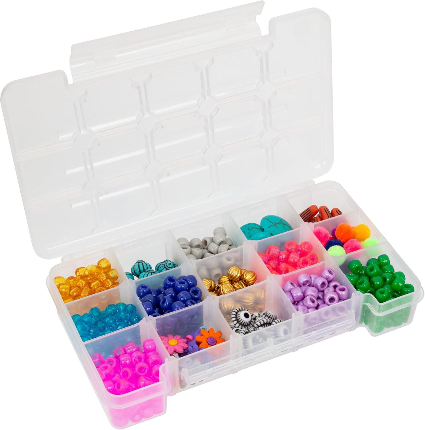 image:imageAkroMils 05905 Plastic Portable Parts Storage Case for Hardware and Crafts with Hinged Lid and 5 Adjustable Dividers 1438Inch x 912Inch x 212Inch Large ClearSmall