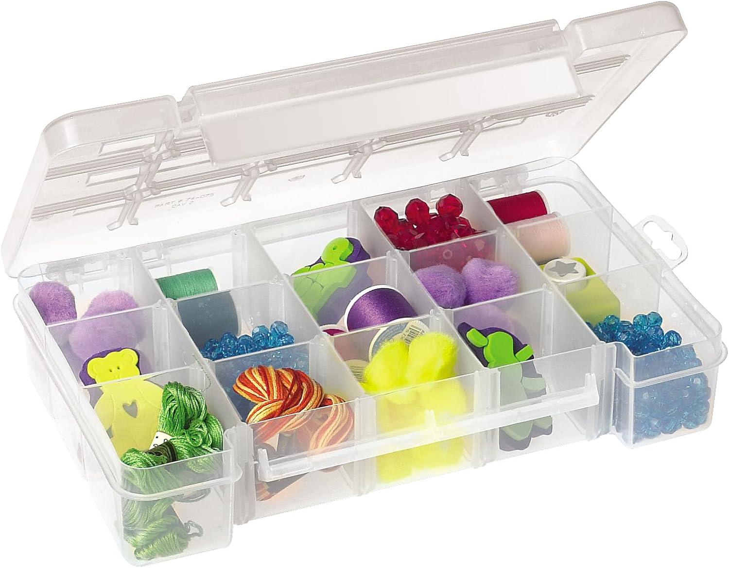 image:imageAkroMils 05905 Plastic Portable Parts Storage Case for Hardware and Crafts with Hinged Lid and 5 Adjustable Dividers 1438Inch x 912Inch x 212Inch Large ClearSmall
