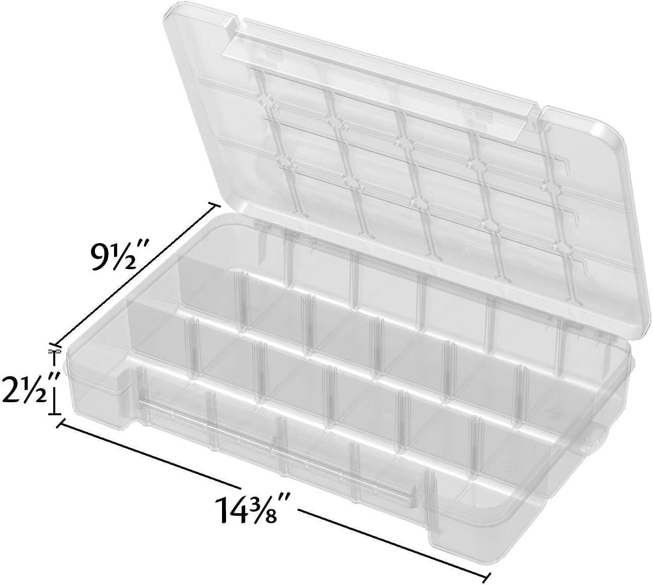 image:imageAkroMils 05905 Plastic Portable Parts Storage Case for Hardware and Crafts with Hinged Lid and 5 Adjustable Dividers 1438Inch x 912Inch x 212Inch Large ClearLarge