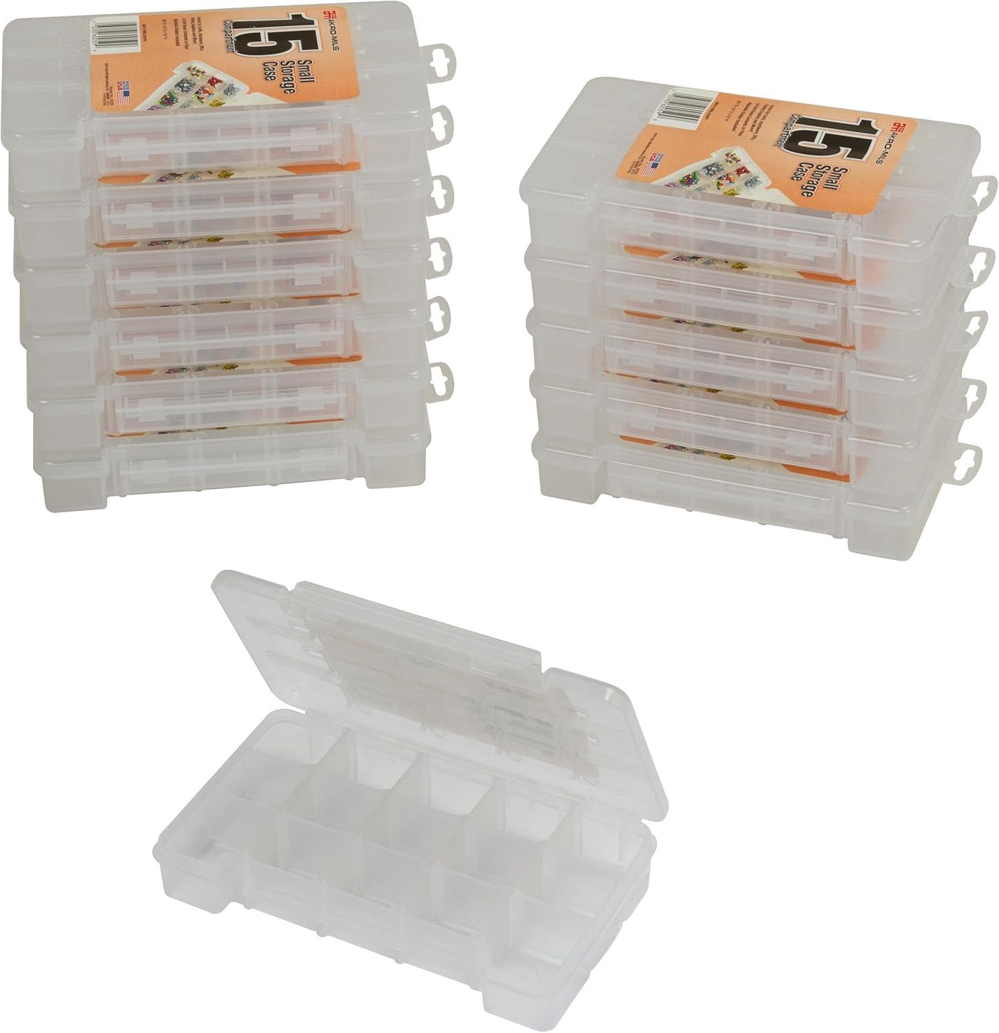 image:imageAkroMils 05905 Plastic Portable Parts Storage Case for Hardware and Crafts with Hinged Lid and 5 Adjustable Dividers 1438Inch x 912Inch x 212Inch Large ClearSmall