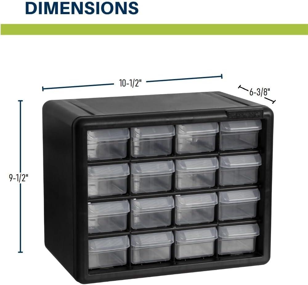 image:imageAkroMils 44Drawer Plastic Drawer Storage Cabinet for Garage Organization Bead Organizer Building Bricks Storage Teacher Toolbox Makeup Organizer 20 W x 6 D x 16 H 10144 BlackBlack
