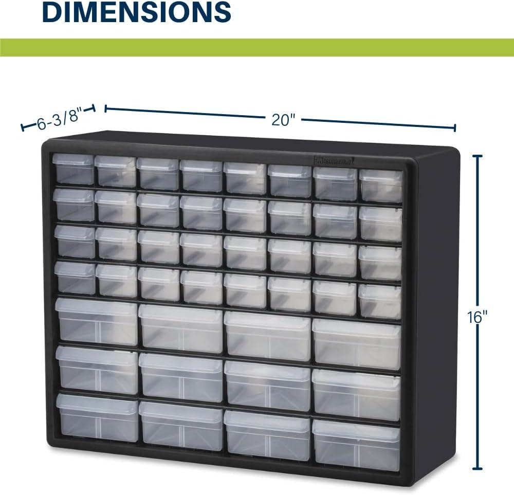 image:imageAkroMils 44Drawer Plastic Drawer Storage Cabinet for Garage Organization Bead Organizer Building Bricks Storage Teacher Toolbox Makeup Organizer 20 W x 6 D x 16 H 10144 BlackBlack