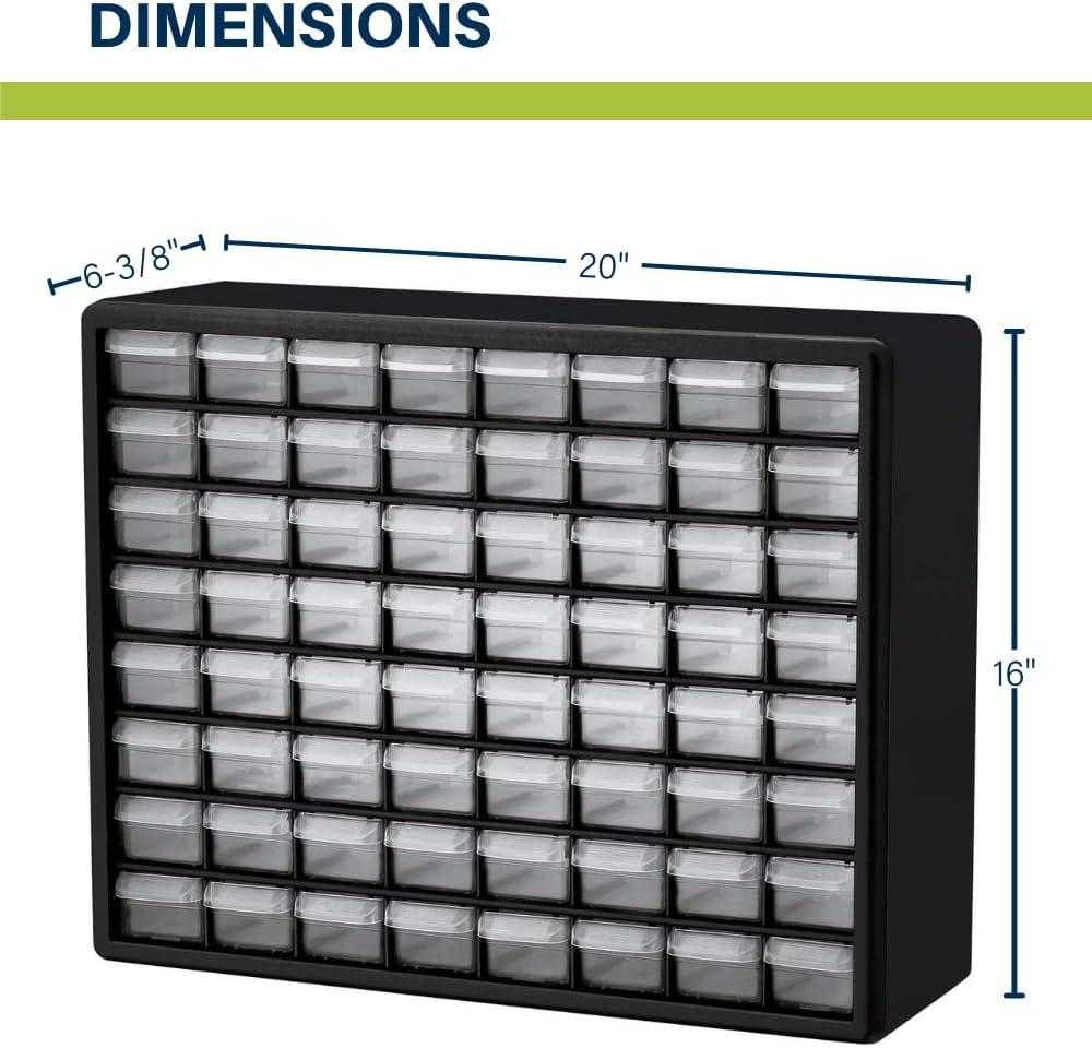 image:imageAkroMils 44Drawer Plastic Drawer Storage Cabinet for Garage Organization Bead Organizer Building Bricks Storage Teacher Toolbox Makeup Organizer 20 W x 6 D x 16 H 10144 BlackBlack