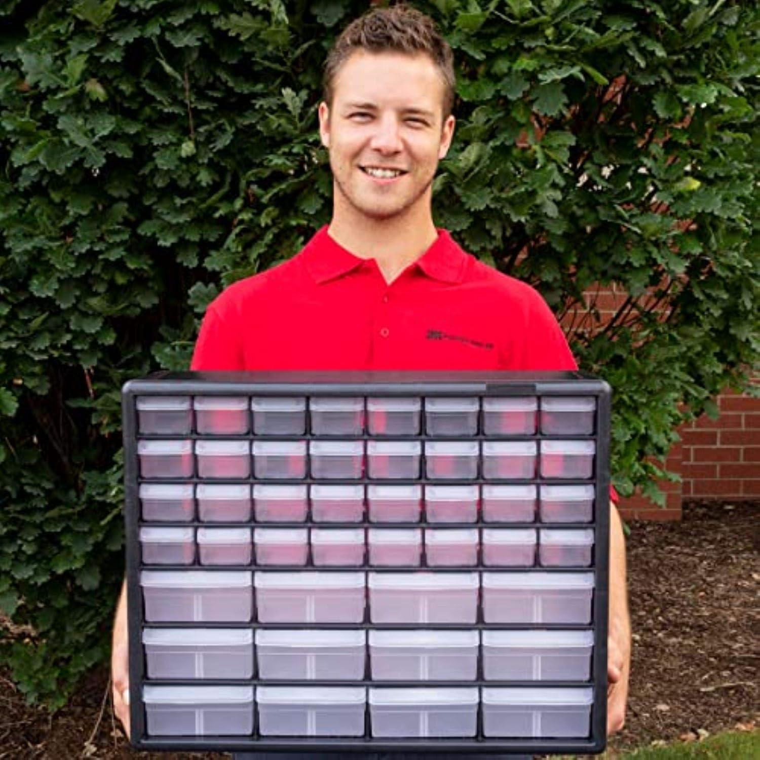 image:imageAkroMils 44Drawer Plastic Drawer Storage Cabinet for Garage Organization Bead Organizer Building Bricks Storage Teacher Toolbox Makeup Organizer 20 W x 6 D x 16 H 10144 BlackBlack