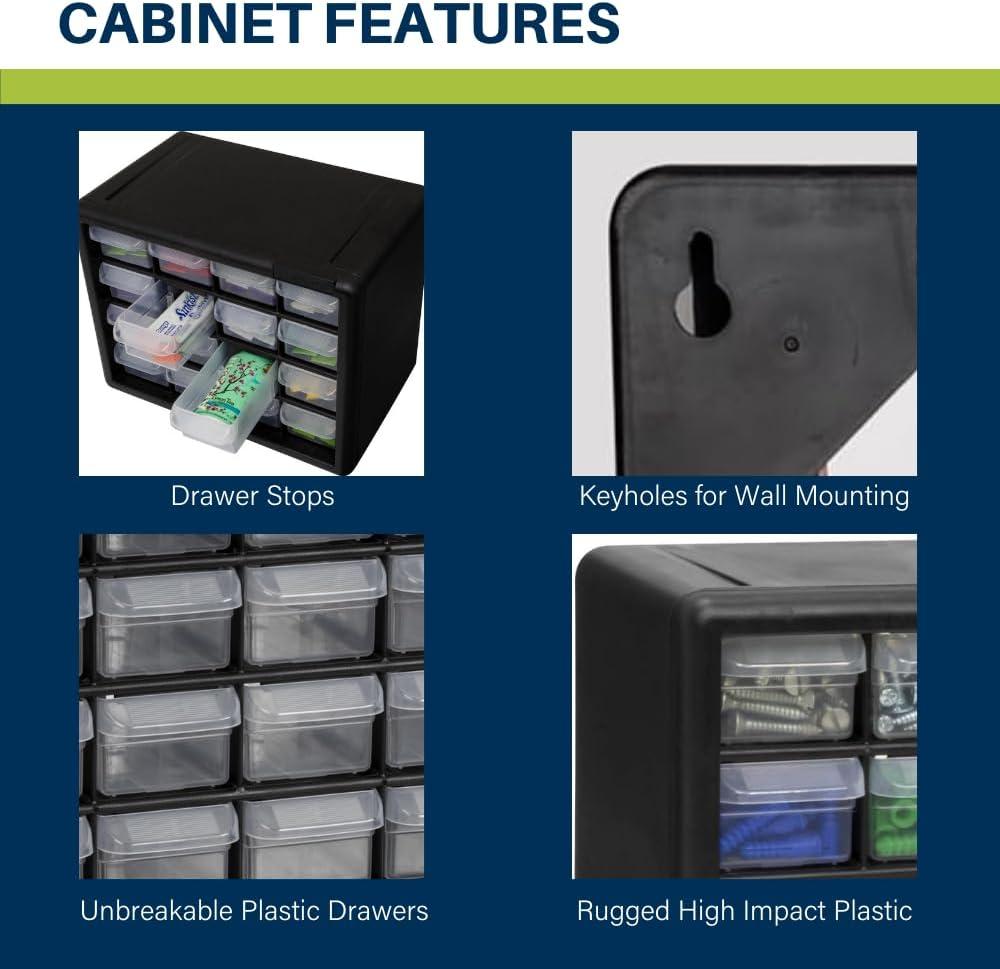 image:imageAkroMils 44Drawer Plastic Drawer Storage Cabinet for Garage Organization Bead Organizer Building Bricks Storage Teacher Toolbox Makeup Organizer 20 W x 6 D x 16 H 10144 BlackBlack