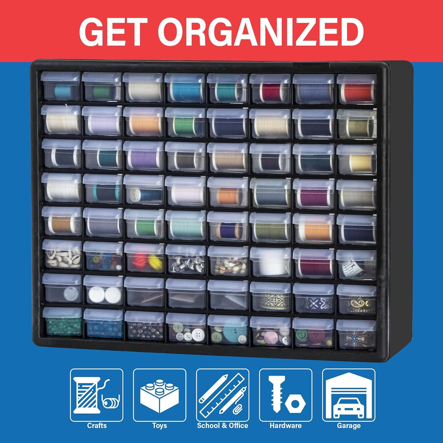 image:imageAkroMils 44Drawer Plastic Drawer Storage Cabinet for Garage Organization Bead Organizer Building Bricks Storage Teacher Toolbox Makeup Organizer 20 W x 6 D x 16 H 10144 BlackBlack