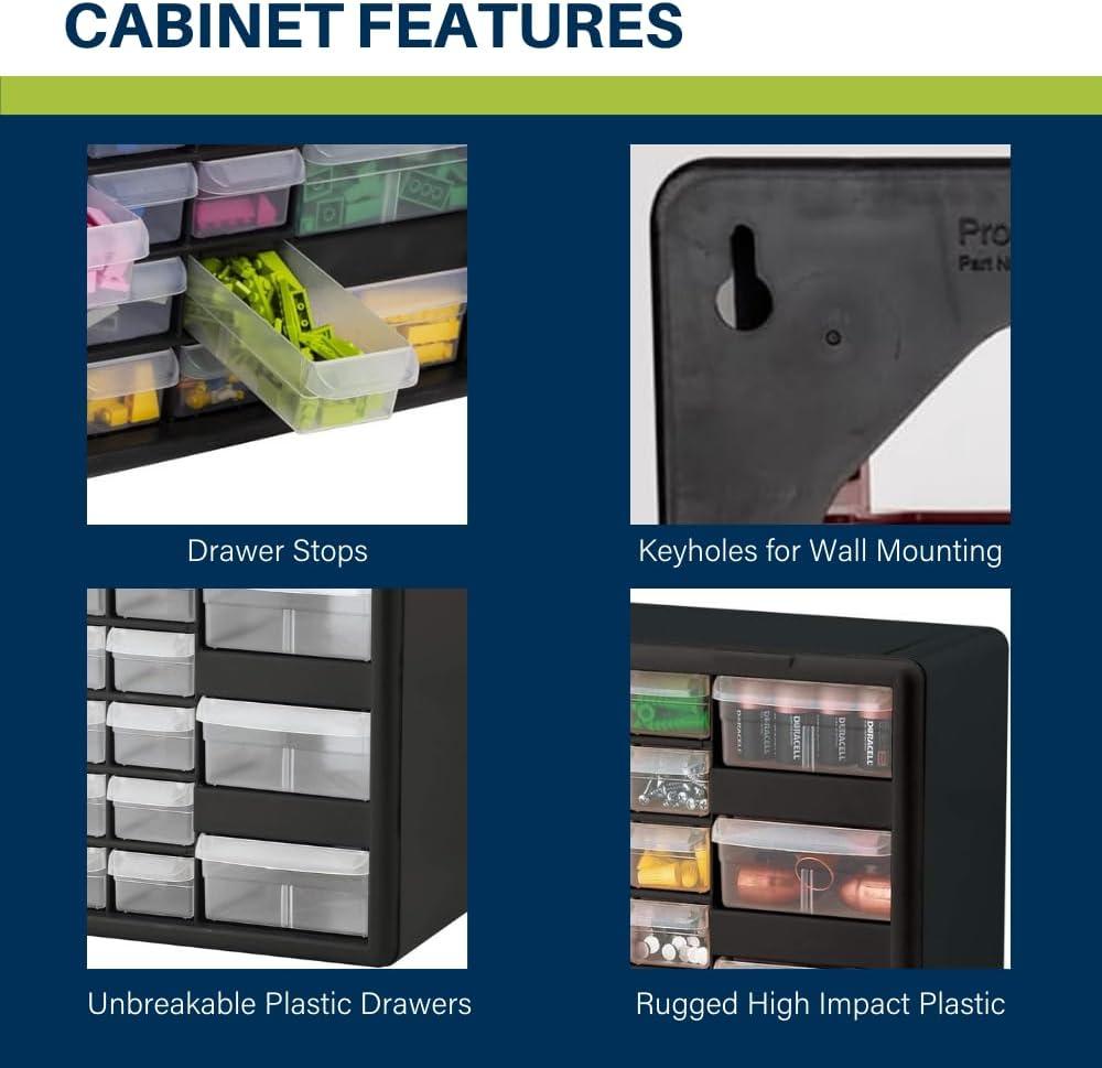 image:imageAkroMils 44Drawer Plastic Drawer Storage Cabinet for Garage Organization Bead Organizer Building Bricks Storage Teacher Toolbox Makeup Organizer 20 W x 6 D x 16 H 10144 BlackBlack