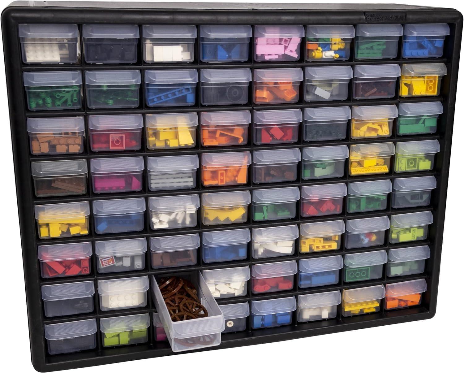 image:imageAkroMils 44Drawer Plastic Drawer Storage Cabinet for Garage Organization Bead Organizer Building Bricks Storage Teacher Toolbox Makeup Organizer 20 W x 6 D x 16 H 10144 BlackBlack