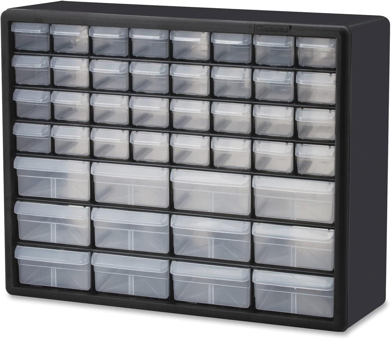 image:imageAkroMils 44Drawer Plastic Drawer Storage Cabinet for Garage Organization Bead Organizer Building Bricks Storage Teacher Toolbox Makeup Organizer 20 W x 6 D x 16 H 10144 BlackBlack
