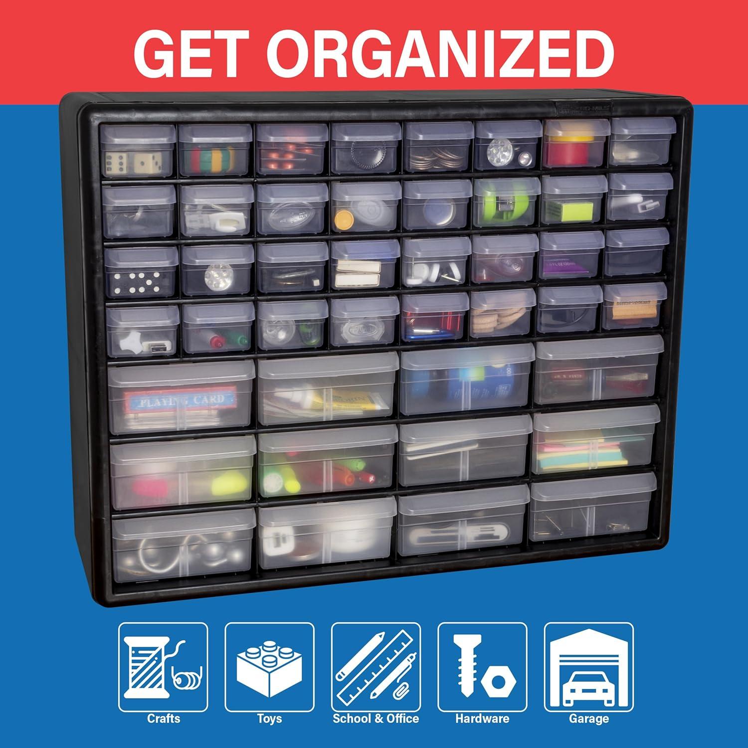 image:imageAkroMils 44Drawer Plastic Drawer Storage Cabinet for Garage Organization Bead Organizer Building Bricks Storage Teacher Toolbox Makeup Organizer 20 W x 6 D x 16 H 10144 BlackBlack
