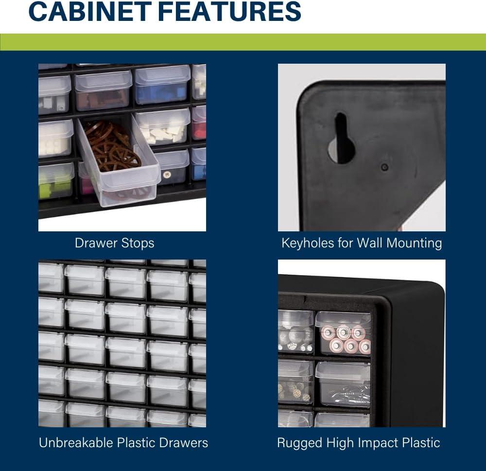 image:imageAkroMils 44Drawer Plastic Drawer Storage Cabinet for Garage Organization Bead Organizer Building Bricks Storage Teacher Toolbox Makeup Organizer 20 W x 6 D x 16 H 10144 BlackBlack