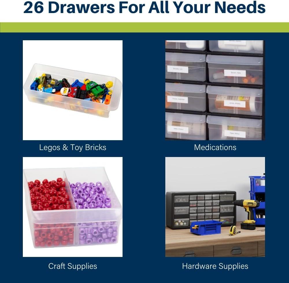 image:imageAkroMils 44Drawer Plastic Drawer Storage Cabinet for Garage Organization Bead Organizer Building Bricks Storage Teacher Toolbox Makeup Organizer 20 W x 6 D x 16 H 10144 BlackBlack
