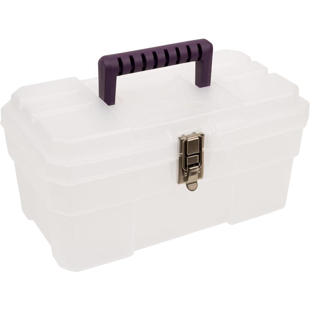 image:imageAkroMils 09514CFT ProBox 14Inch Plastic Art Supply Craft or Medical Storage Toolbox with Removable Tray 14Inch x 8Inch x 8Inch Clear