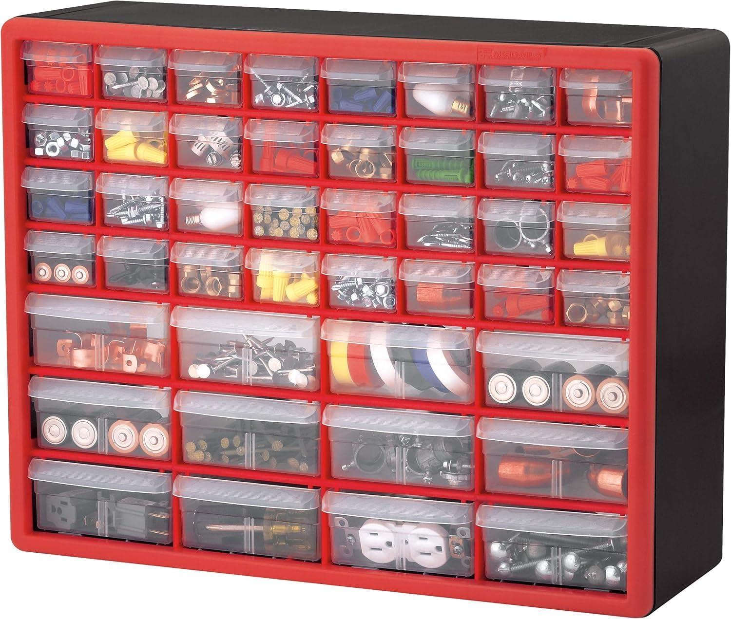 image:imageAkro Mils 10744 44Drawer Hardware and Craft Cabinet Red and Gray