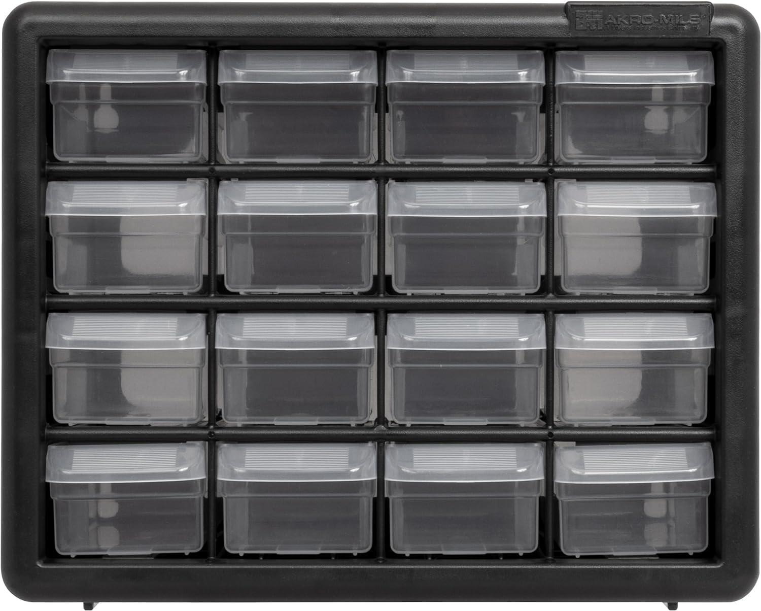 image:imageAkroMils 24Drawer Plastic Drawer Storage Cabinet for Garage Organization Bead Organizer Building Bricks Storage Teacher Toolbox Makeup Organizer 20 W x 6 D x 16 H 10724 Black16 Drawer