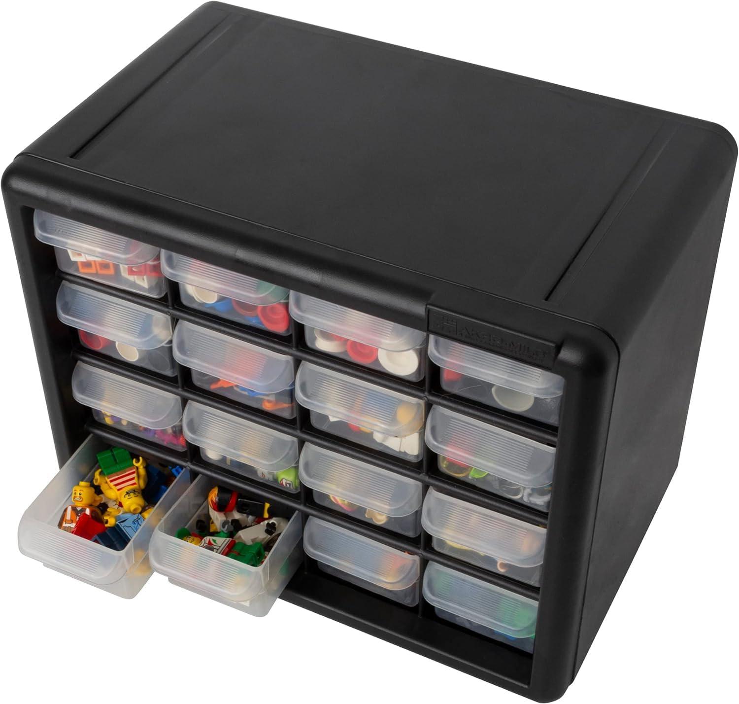 image:imageAkroMils 24Drawer Plastic Drawer Storage Cabinet for Garage Organization Bead Organizer Building Bricks Storage Teacher Toolbox Makeup Organizer 20 W x 6 D x 16 H 10724 Black16 Drawer