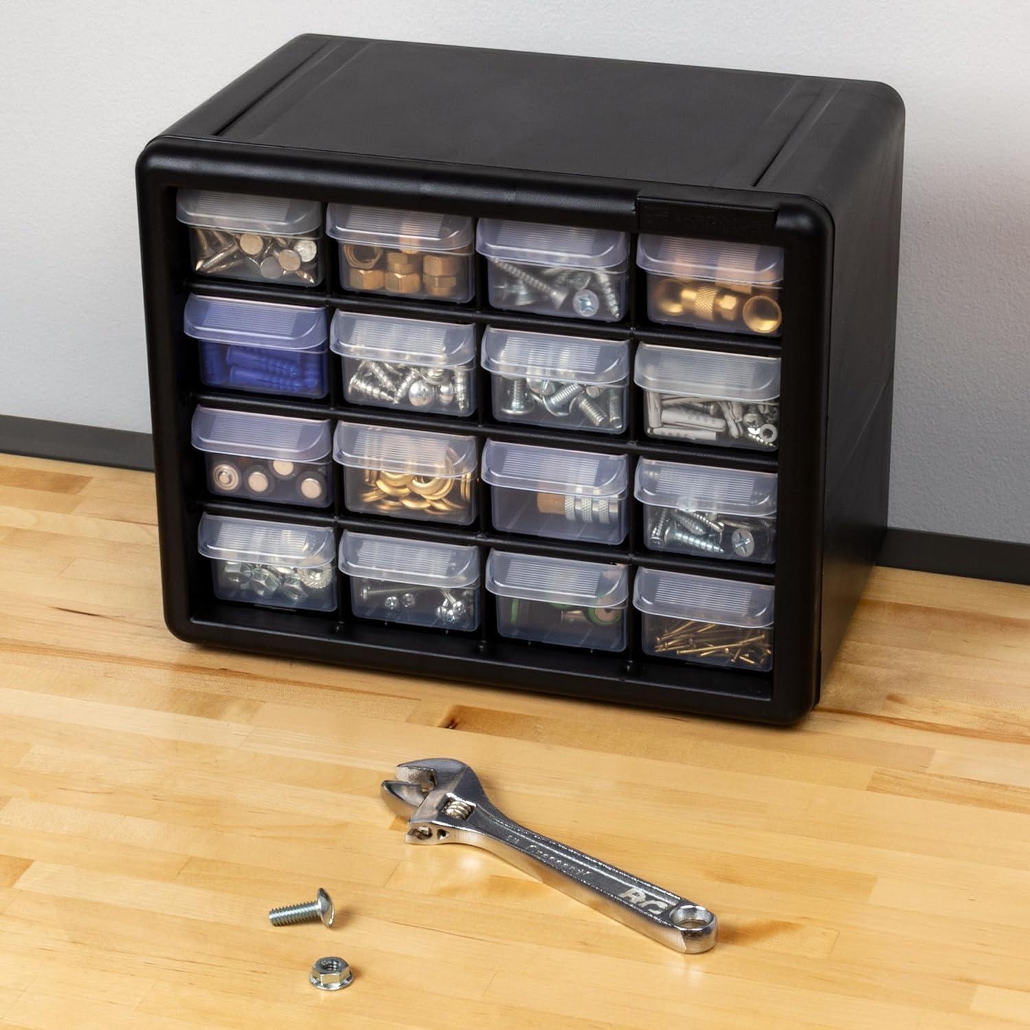 image:imageAkroMils 24Drawer Plastic Drawer Storage Cabinet for Garage Organization Bead Organizer Building Bricks Storage Teacher Toolbox Makeup Organizer 20 W x 6 D x 16 H 10724 Black16 Drawer