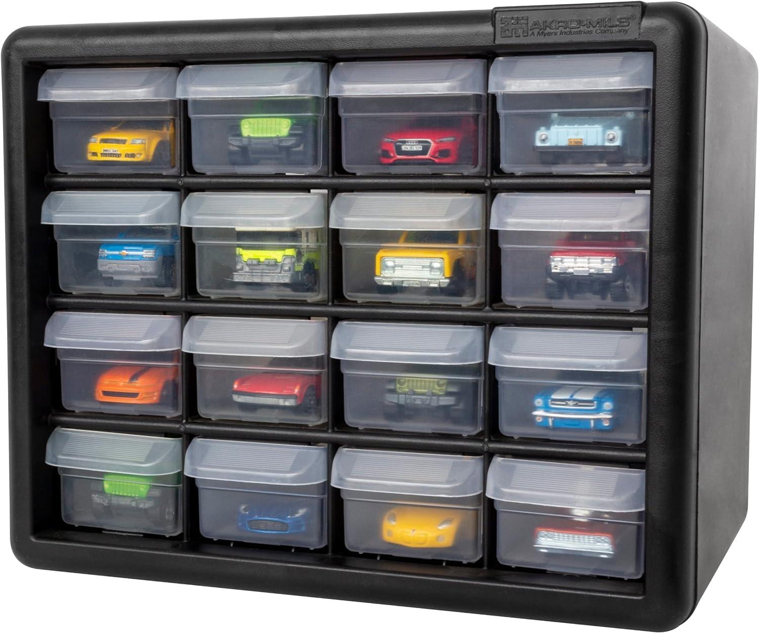 image:imageAkroMils 24Drawer Plastic Drawer Storage Cabinet for Garage Organization Bead Organizer Building Bricks Storage Teacher Toolbox Makeup Organizer 20 W x 6 D x 16 H 10724 Black16 Drawer