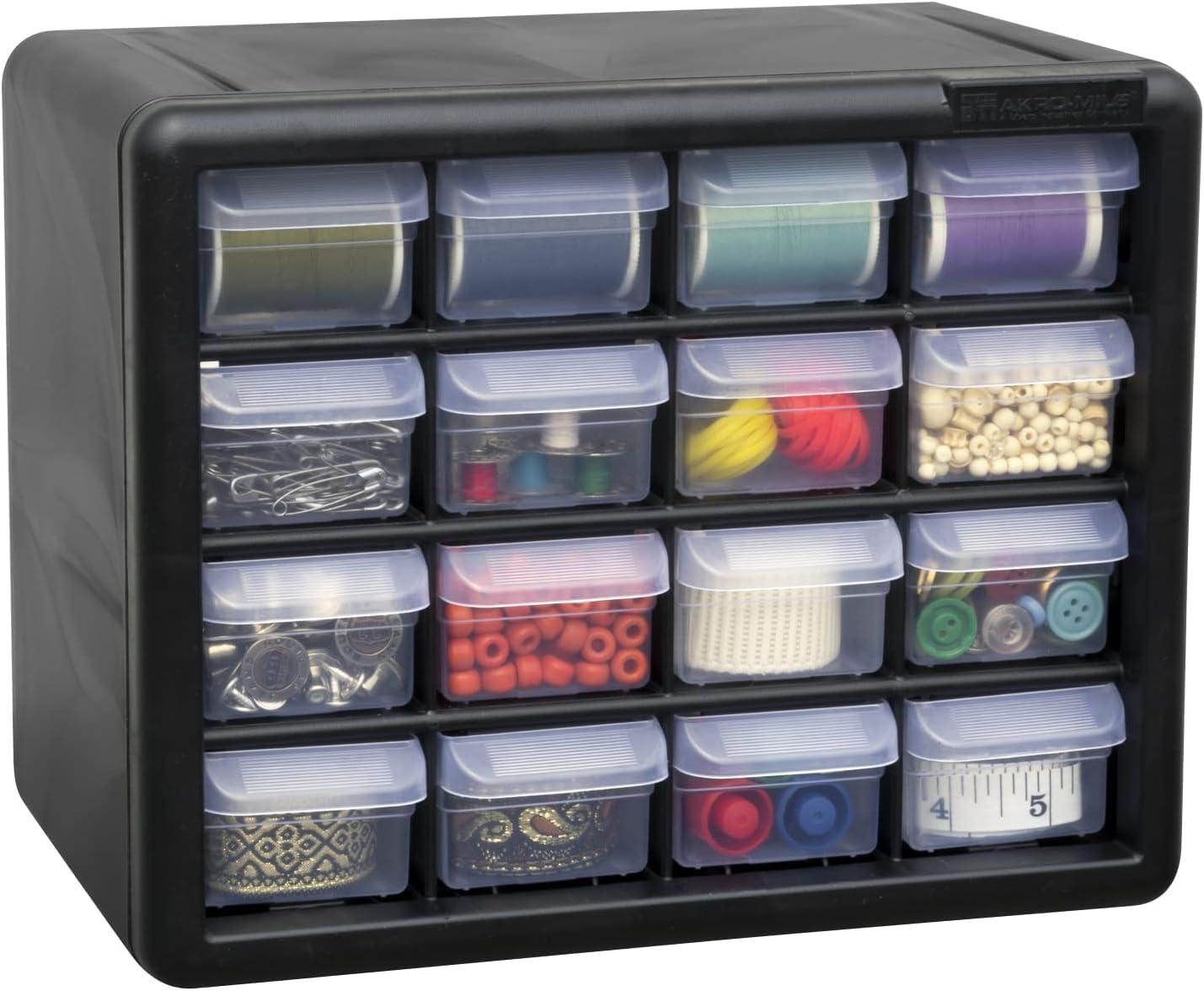 image:imageAkroMils 24Drawer Plastic Drawer Storage Cabinet for Garage Organization Bead Organizer Building Bricks Storage Teacher Toolbox Makeup Organizer 20 W x 6 D x 16 H 10724 Black16 Drawer