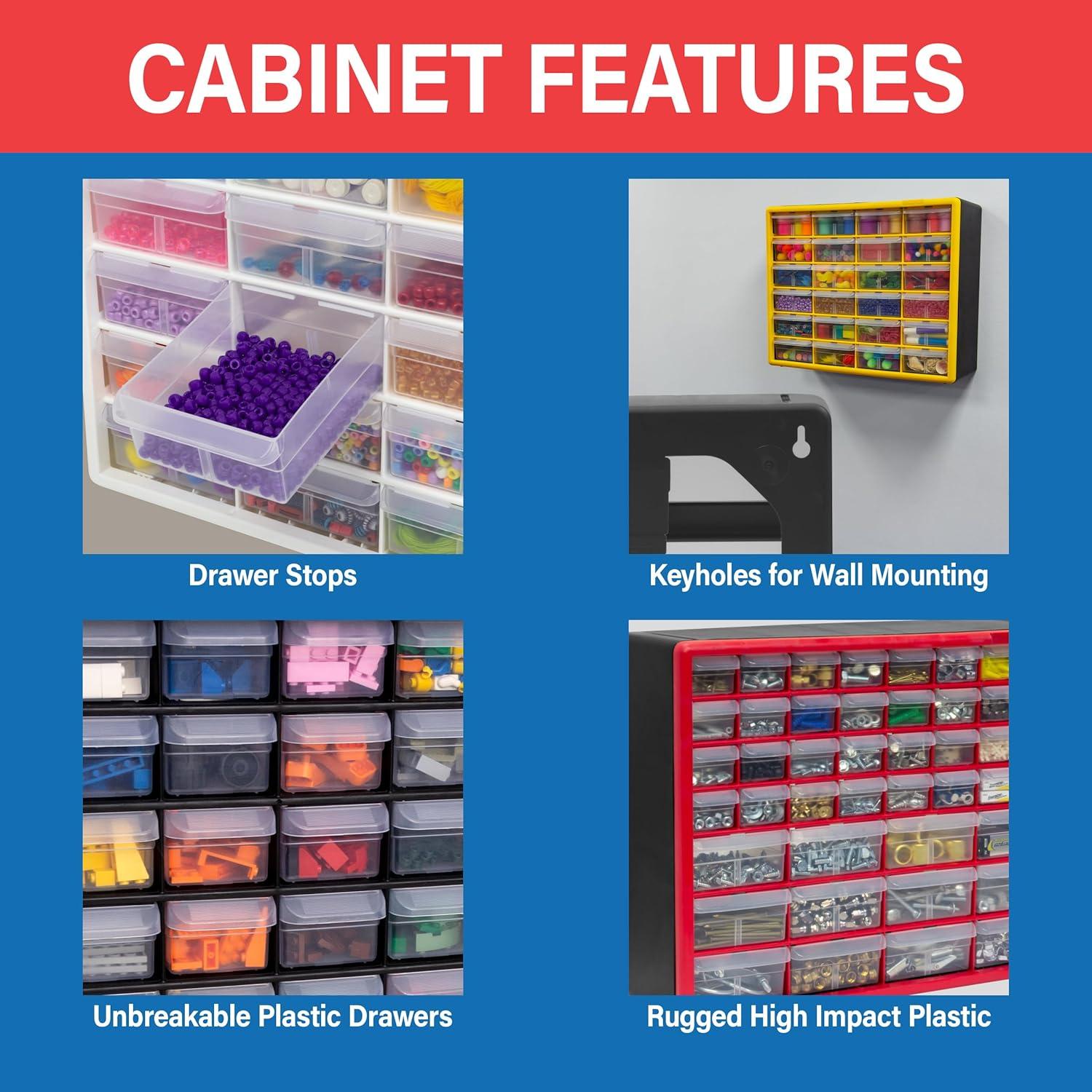 image:imageAkroMils 24Drawer Plastic Drawer Storage Cabinet for Garage Organization Bead Organizer Building Bricks Storage Teacher Toolbox Makeup Organizer 20 W x 6 D x 16 H 10724 Black16 Drawer
