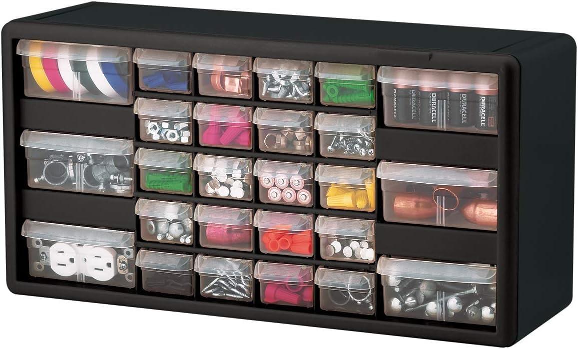 image:imageAkroMils 64Drawer Plastic Drawer Storage Cabinet for Garage Organization Bead Organizer Building Bricks Storage Teacher Toolbox Makeup Organizer 20 W x 6 D x 16 H 10764 Black26Drawer